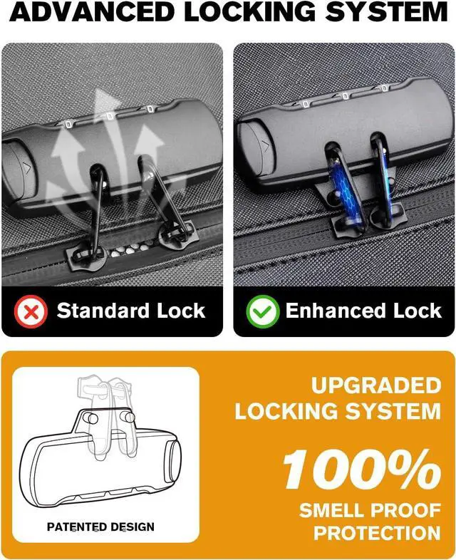 Alt view image 4 of 7 - Smell Proof Bag, Odor Proof Bag with Combination Lock, Durable Smell Proof Container with Carbon Lining, Secure Odorless Travel Pouch for Home & On-the-Go (Grey)