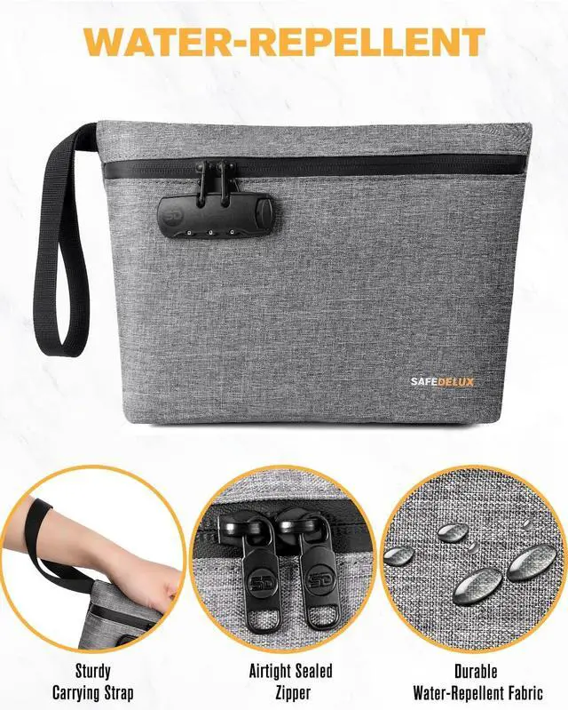 Alt view image 6 of 7 - Smell Proof Bag, Odor Proof Bag with Combination Lock, Durable Smell Proof Container with Carbon Lining, Secure Odorless Travel Pouch for Home & On-the-Go (Grey)