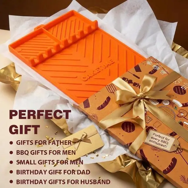 Alt view image 4 of 6 - CAKETIME Silicone Grill Mats for Blackstone Griddle Accessories Baking Cooking Kitchen BBQ Must Haves Countertop Weber Traeger Stove Outdoor Camping Lawn Orange Father Dad Chef Men Gifts