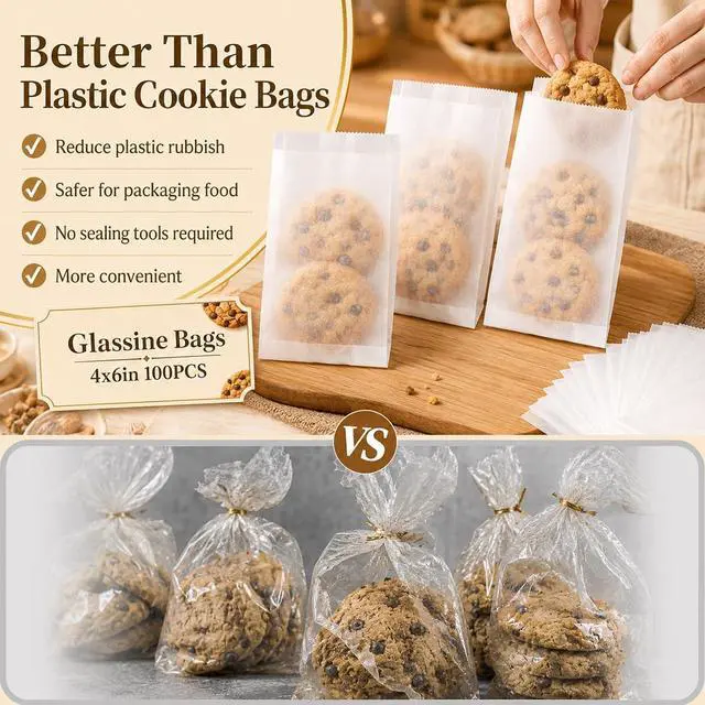 Alt view image 3 of 7 - MAQIHAN 100 Glassine Wax Paper Bags - 4"x6" Small Paper Sandwich Lunch Bags