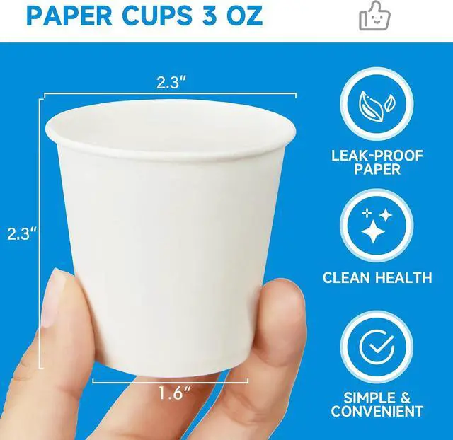 Alt view image 2 of 6 - RACETOP 3 oz 300 Pack Paper Coffee Cups for Bathroom, Disposable Mouthwash Cups, Small Paper Cups for Parties, Picnics, Travel