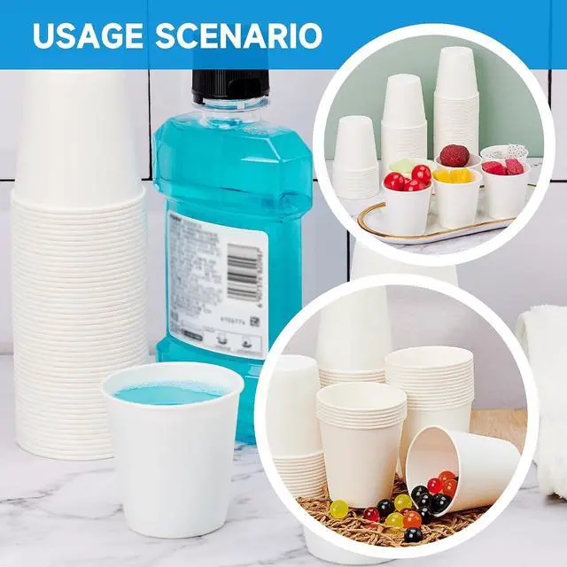 Alt view image 3 of 6 - RACETOP 3 oz 300 Pack Paper Coffee Cups for Bathroom, Disposable Mouthwash Cups, Small Paper Cups for Parties, Picnics, Travel