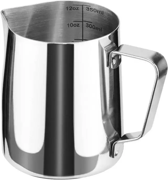 Main image of HOFASON Stainless Steel Milk Frothing Pitcher Cappuccino Pitcher Pouring Jug Espresso Cup Creamer Cup for Latte Art, 12 Ounce (350 ML)