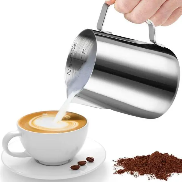Alt view image 2 of 7 - HOFASON Stainless Steel Milk Frothing Pitcher Cappuccino Pitcher Pouring Jug Espresso Cup Creamer Cup for Latte Art, 12 Ounce (350 ML)