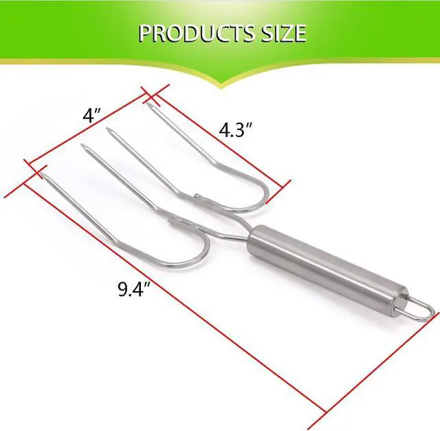 Alt view image 3 of 7 - 2-Pack Stainless Steel Turkey Lifter Multi-end Turkey Fork Pork Steak Grill Fork BBQ Hot Dog Roasting Sticks Camping Needle Skewers Thanksgiving
