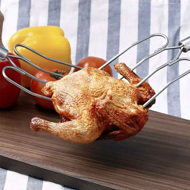 Alt view image 5 of 7 - 2-Pack Stainless Steel Turkey Lifter Multi-end Turkey Fork Pork Steak Grill Fork BBQ Hot Dog Roasting Sticks Camping Needle Skewers Thanksgiving