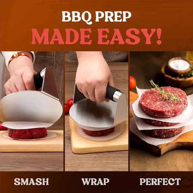 Alt view image 5 of 6 - Pisol Smash Burger Press, Hamburger Smasher Tool for Griddle, Stainless Steel Ham Patty Press with Anti-Scald Handle, 5.5" Non Stick Grill Press for Smashburger, Bacon, Ground Beef, Meat, Sausage