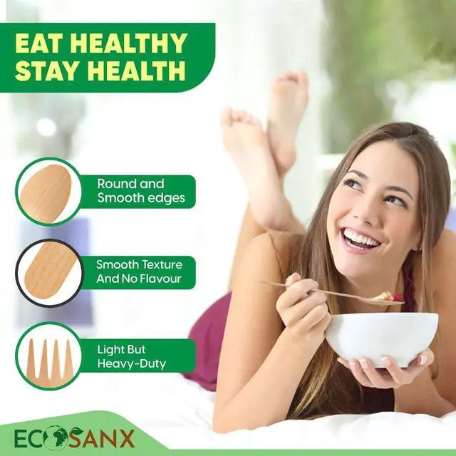 Alt view image 6 of 7 - ECOSANX® 120 PCs Wooden forks for eating 6.3" Splinter Free Compostable Forks, Eco-Friendly Wooden Cutlery for Party & Outdoor, Disposable forks for Camping, Events & More