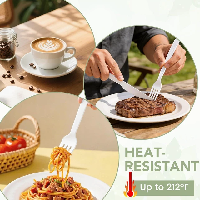 Alt view image 4 of 7 - 90 Count Disposable Compostable Forks BPA-Free Plant-Based CPLA Plastic Alternative for Parties & Everyday Use