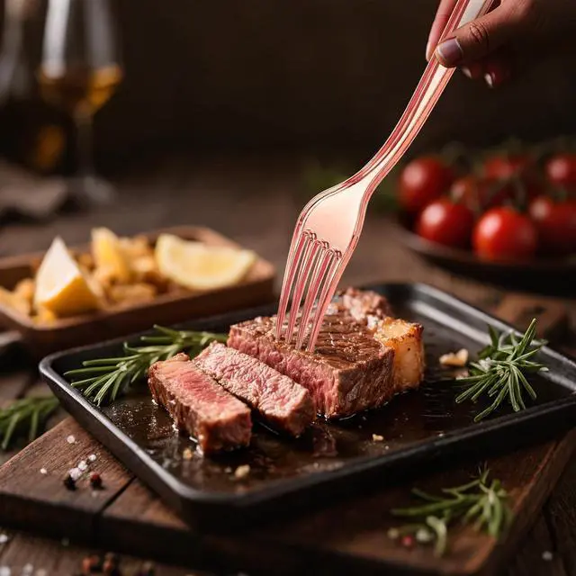 Alt view image 4 of 7 - YOUBET 50PCS Rose Gold Plastic Forks for Party Picnic Wedding