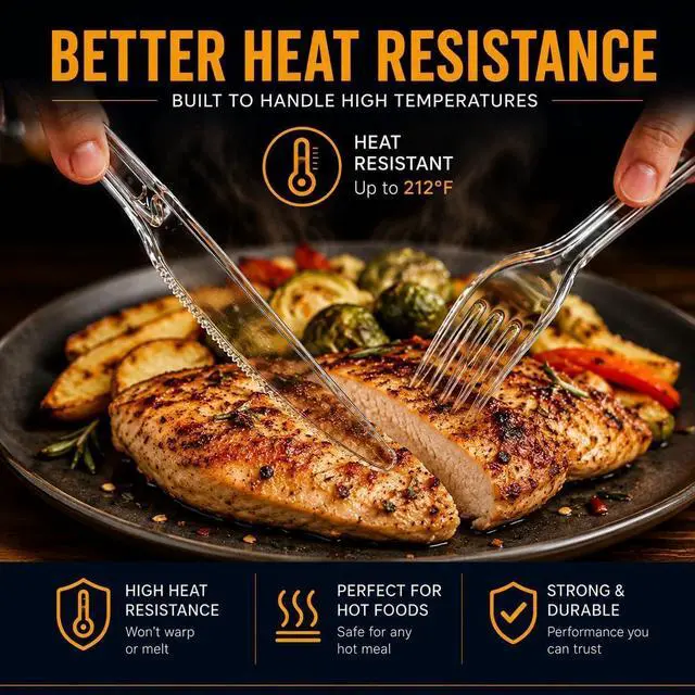Alt view image 2 of 6 - Disposable Plastic Forks Heavy Duty Silverware Set Clear Cutlery Forks Bulk BPA Free Food Safe Durable for Party Wedding Catering Picnic BBQ Takeout Buffet Serving Supplies Pack x50
