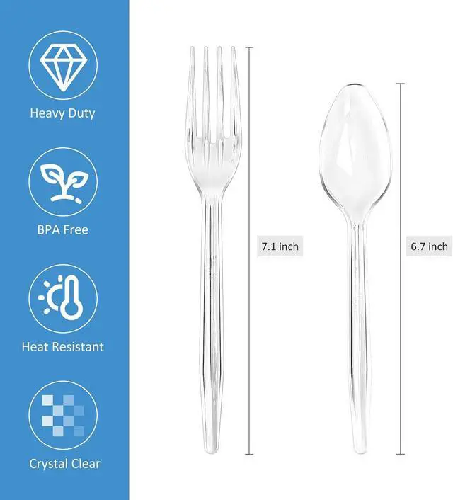 Alt view image 2 of 6 - EcoDispose 100 Count Plastic Disposable Cutlery Set, 50 Forks & 50 Spoons