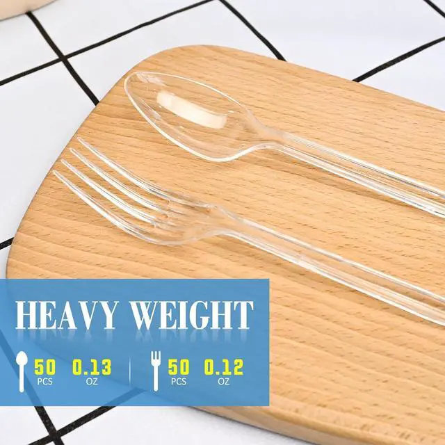 Alt view image 3 of 6 - EcoDispose 100 Count Plastic Disposable Cutlery Set, 50 Forks & 50 Spoons
