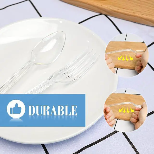 Alt view image 4 of 6 - EcoDispose 100 Count Plastic Disposable Cutlery Set, 50 Forks & 50 Spoons
