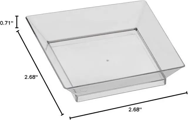 Alt view image 5 of 5 - Party Essentials Miniware Plastic Appetizer and Dessert Mini Dishes/Serving Tasting Plates, Deep Square, Clear, Pack of 20