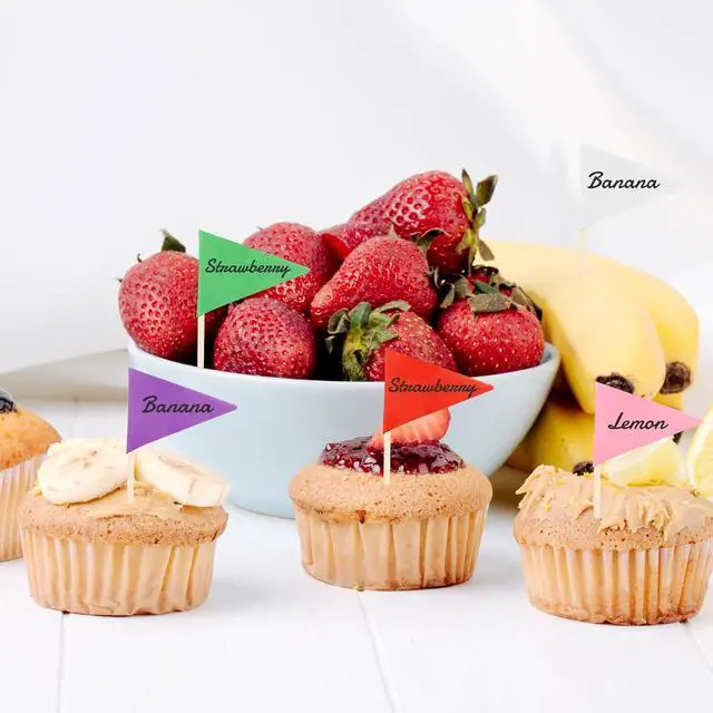 Alt view image 7 of 7 - 100 Pcs Solid Color Toothpick Flags Mini Small Triangle Stick Golf Cupcake Toppers Sticks Blank Flag Fruit Cheese Markers Flags for Wedding Party Buffet Appetizers DIY Decoration 10 Colors
