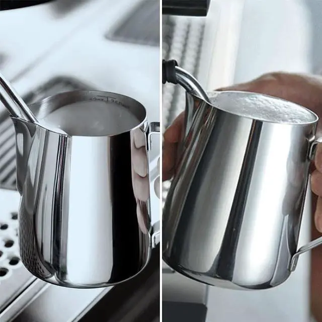 Alt view image 6 of 7 - HOFASON Stainless Steel Milk Frothing Pitcher Cappuccino Pitcher Pouring Jug Espresso Cup Creamer Cup for Latte Art, 12 Ounce (350 ML)