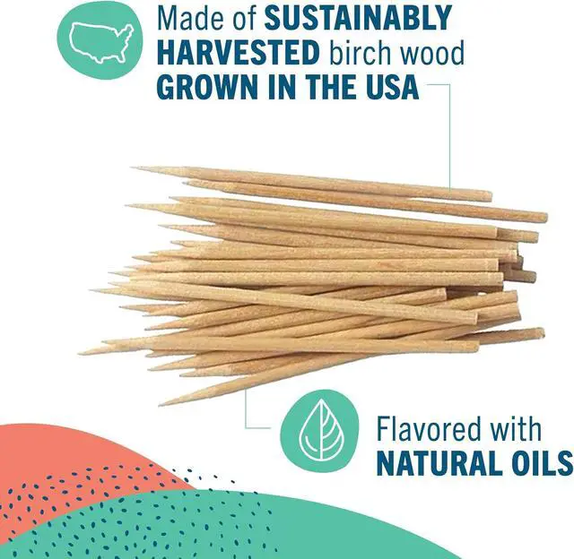 Alt view image 2 of 7 - Preserve Cinnamint Flavored Toothpicks, Birch Wood, 3-pack, 105 Picks