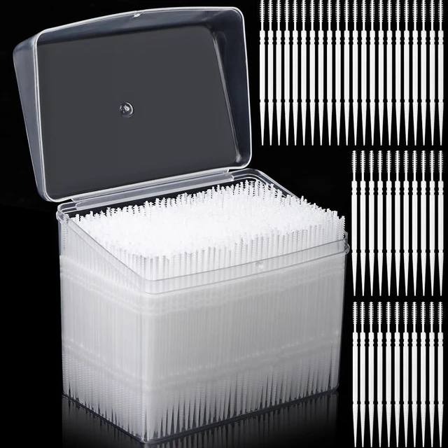 Main image of 1100Pcs Dental Picks Plastic Toothpick Oral Hygiene 2 Way Interdental Brush Stick