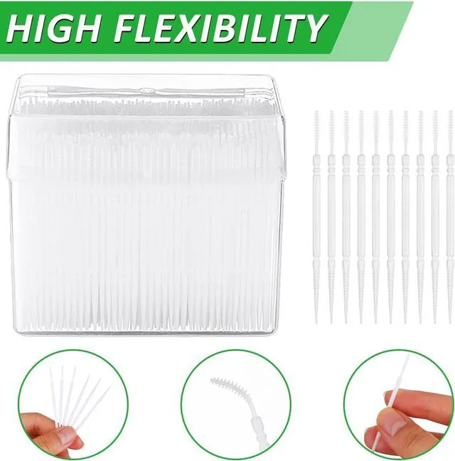 Alt view image 4 of 7 - 1100Pcs Dental Picks Plastic Toothpick Oral Hygiene 2 Way Interdental Brush Stick