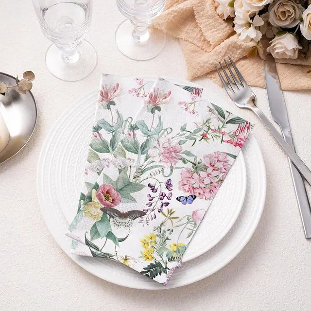 Alt view image 5 of 5 - RUSPEPA Decorative Paper Hand Towels Bright Flower Disposable Napkins for Bathroom, Guest Room and Kitchen, 3 Ply 4.3" x 7.5" Folded Seasonal Dinner Decorative for Wedding, Baby Shower, 50 Packs