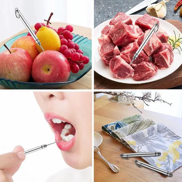 Alt view image 6 of 7 - Portable Mini Titanium Toothpicks Holder, 2 Pieces Stainless Steel Metal Toothpicks Reusable Toothpick for Home Outdoor