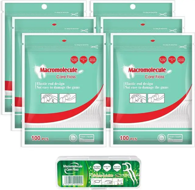 Main image of 600 Count Floss Picks - Unflavored Flossers for Adults - Pack of 6