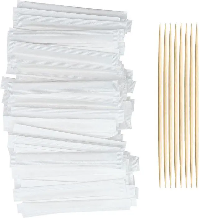 Main image of HOPELF Bamboo Toothpicks by Individually Wrapped for Appetizer, Olive, Barbecue, Fruit, Teeth Cleaning,Double-Points Wooden Toothpick.200 Count