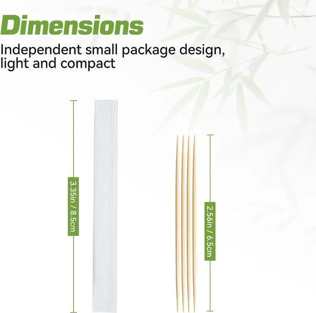 Alt view image 2 of 6 - HOPELF Bamboo Toothpicks by Individually Wrapped for Appetizer, Olive, Barbecue, Fruit, Teeth Cleaning,Double-Points Wooden Toothpick.200 Count