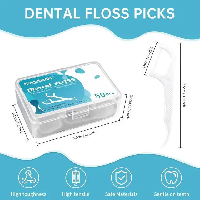 Alt view image 2 of 7 - 400 Count Dental Floss Picks Non-Slip Grip Handle,Non-Breakable Tooth Picks Flossers Includes 8 Portable Cases,Family Restaurant Bulk Pack