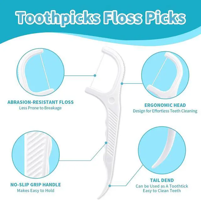 Alt view image 3 of 7 - 400 Count Dental Floss Picks Non-Slip Grip Handle,Non-Breakable Tooth Picks Flossers Includes 8 Portable Cases,Family Restaurant Bulk Pack