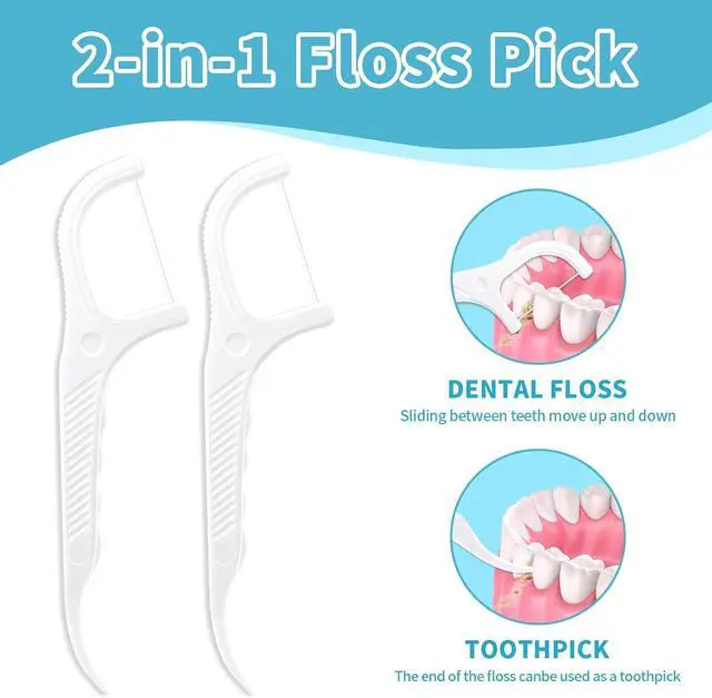 Alt view image 5 of 7 - 400 Count Dental Floss Picks Non-Slip Grip Handle,Non-Breakable Tooth Picks Flossers Includes 8 Portable Cases,Family Restaurant Bulk Pack