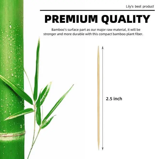 Alt view image 2 of 7 - 1200 Count Bamboo Toothpicks for Teeth Cleaning, Appetizer, Olive, Barbecue, Fruit, Double-Points Wooden Toothpick.