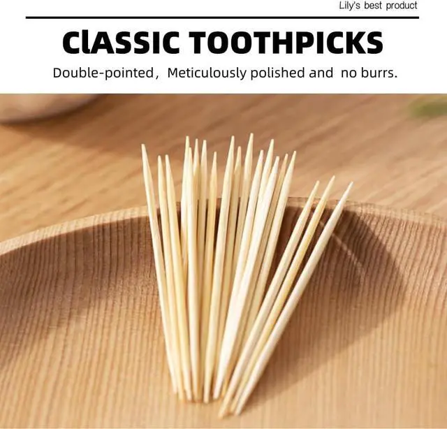 Alt view image 3 of 7 - 1200 Count Bamboo Toothpicks for Teeth Cleaning, Appetizer, Olive, Barbecue, Fruit, Double-Points Wooden Toothpick.