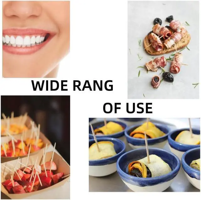 Alt view image 4 of 7 - 1200 Count Bamboo Toothpicks for Teeth Cleaning, Appetizer, Olive, Barbecue, Fruit, Double-Points Wooden Toothpick.