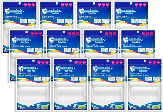 Main image of 600 Count Dental Floss Picks - 12 Portable Bags of 50 - Comes with a Portable Travel Case - Strong & Smooth Tooth Picks Flossers for Family Home Travel