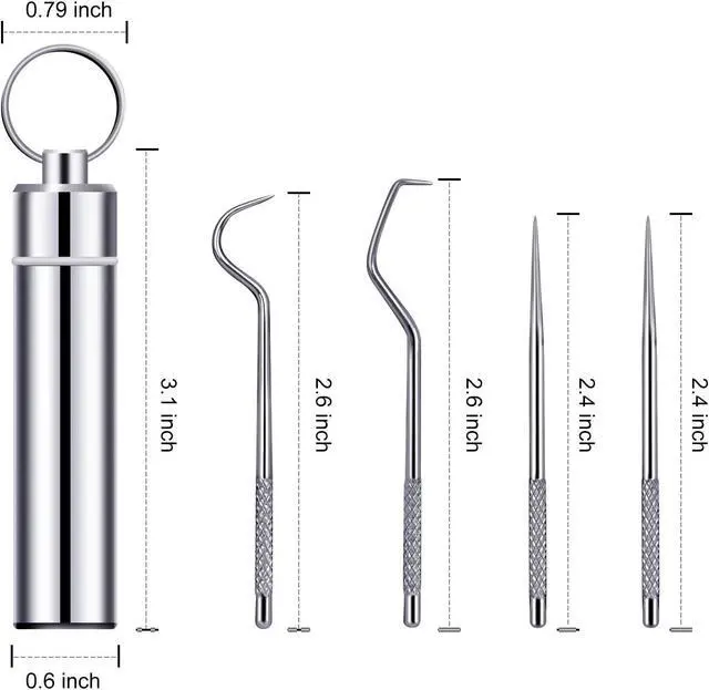 Alt view image 2 of 7 - 4 Pcs/set Portable Stainless Steel Pocket Set Reusable Metal Toothpicks, Holder for Outdoor Picnic Camping Traveling Supplies(1)