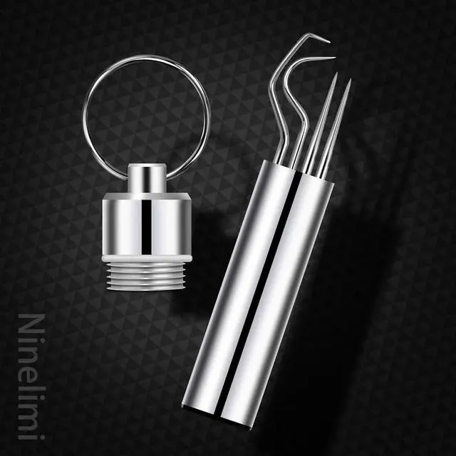 Alt view image 5 of 7 - 4 Pcs/set Portable Stainless Steel Pocket Set Reusable Metal Toothpicks, Holder for Outdoor Picnic Camping Traveling Supplies(1)