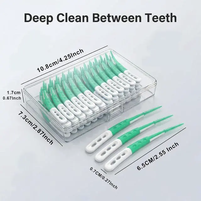 Alt view image 4 of 6 - Dental Picks for Teeth Cleaning, 96 Count Disposable Tooth Picks Flossers with Convenient Carry Case, Blue