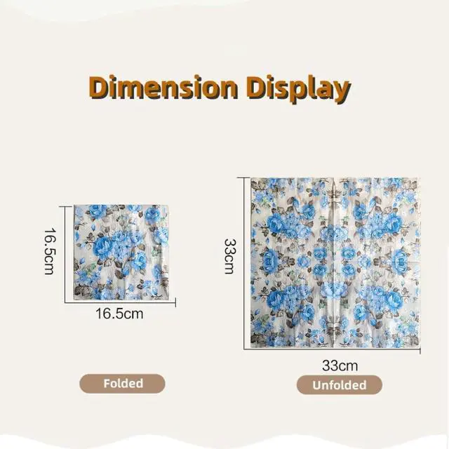Alt view image 5 of 7 - Decorative Floral Paper Napkins, 6.5 Inch/20-Count(Blue)