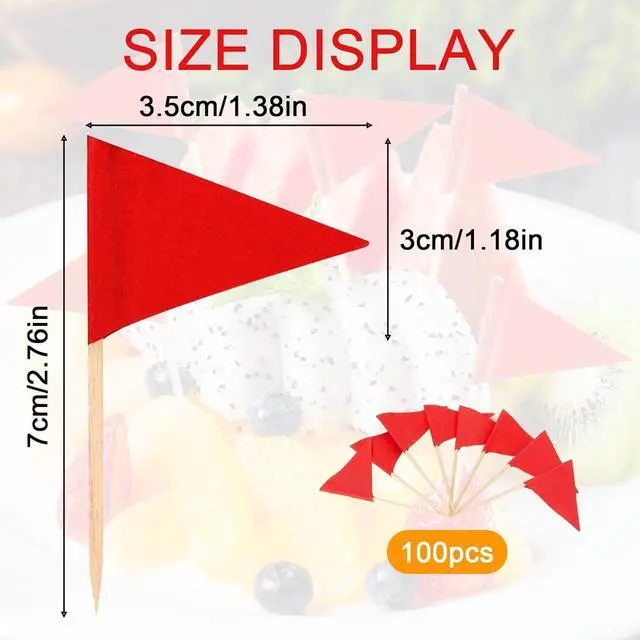 Alt view image 2 of 6 - CARGEN 100pcs Writable Red Flag Toothpicks for Cupcakes & Buffet Party