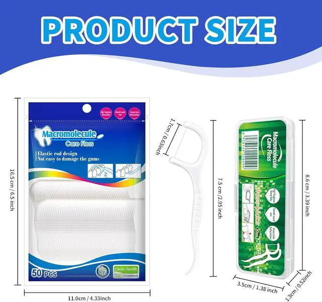 Alt view image 2 of 7 - 600 Count Dental Floss Picks - 12 Portable Bags of 50 - Comes with a Portable Travel Case - Strong & Smooth Tooth Picks Flossers for Family Home Travel