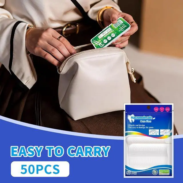 Alt view image 5 of 7 - 600 Count Dental Floss Picks - 12 Portable Bags of 50 - Comes with a Portable Travel Case - Strong & Smooth Tooth Picks Flossers for Family Home Travel