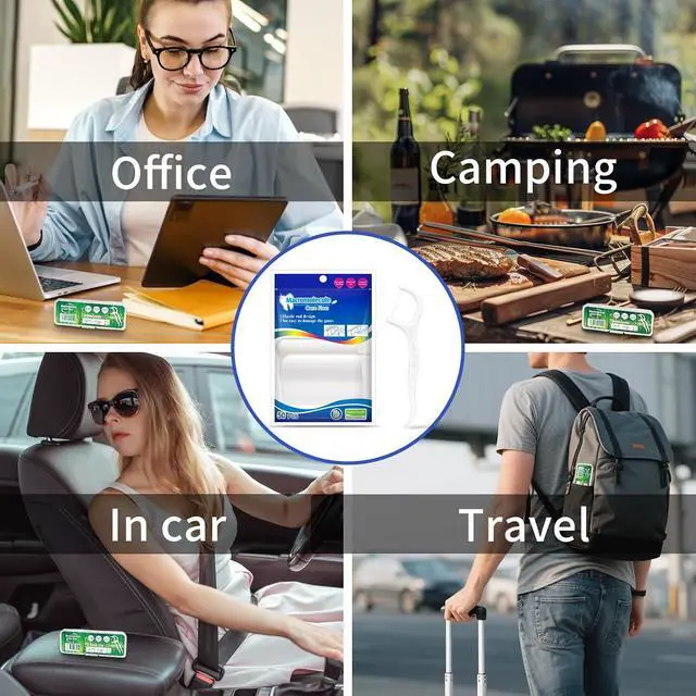 Alt view image 7 of 7 - 600 Count Dental Floss Picks - 12 Portable Bags of 50 - Comes with a Portable Travel Case - Strong & Smooth Tooth Picks Flossers for Family Home Travel