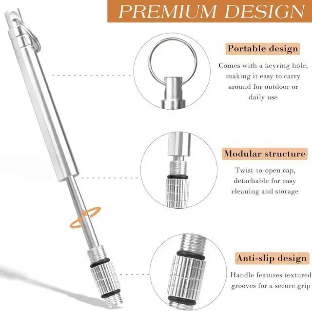 Alt view image 3 of 7 - 2PCS Portable Mini Titanium Toothpicks with Stainless Steel Holder Reusable Metal Picks for Home & Outdoor Use
