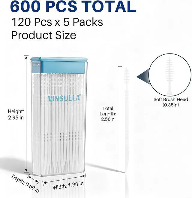 Alt view image 2 of 7 - VINSULLA Interdental Toothpicks and Brush,600 CT Total/5 Packs,Unflavored