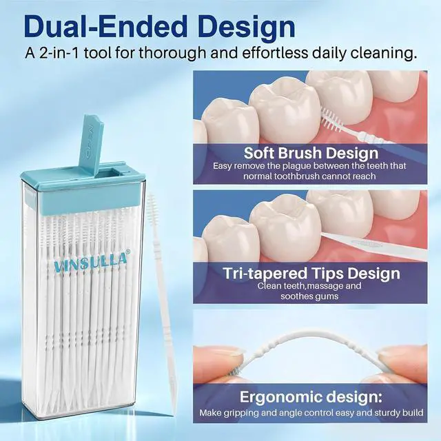 Alt view image 4 of 7 - VINSULLA Interdental Toothpicks and Brush,600 CT Total/5 Packs,Unflavored