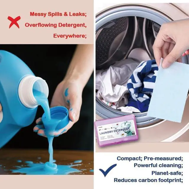 Alt view image 3 of 7 - Laundry Detergent Sheets | Ultra-Portable | Travel Size | 32 Loads, 5-Second Dissolve | TSA-Approved & Eco-Friendly | 2X Stain Removal Tech | HE-Safe Detergent Sheets, Fresh Botanical Scent