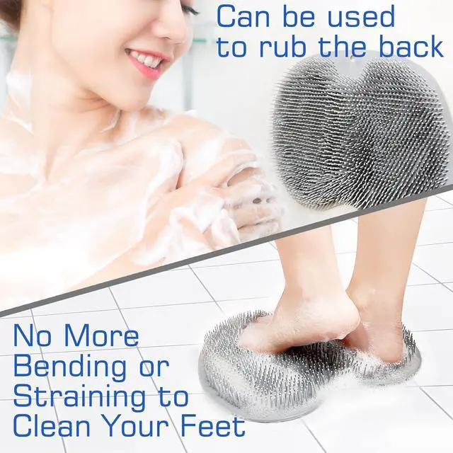 Alt view image 3 of 7 - Shower Foot Scrubber Mat Back Washer Exfoliating Bath Wash Pad Wall Mounted Slip Suction Cups for Use in Cleaner Men and Women