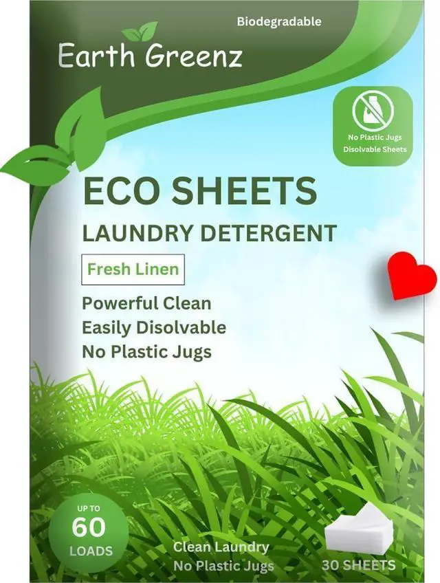 Main image of Laundry Detergent Sheets - Fresh Linen - No Plastic Jug (60 Loads) 30 Sheets